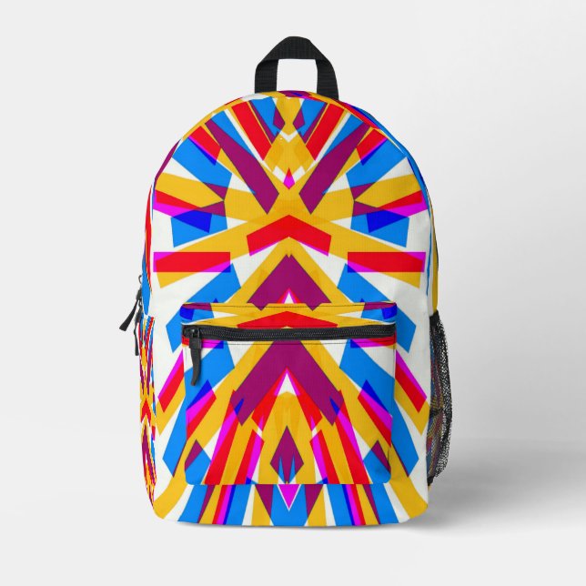 Mochila Impresa Mochila, un elegante patrón de rayas multicolor (Anverso)