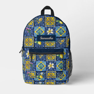 Mochila Impresa Moda Azul verde azulado Cítrico Siciliano Mediterr