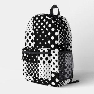 Mochila Impresa Moda de lunares en blanco y negro Diseño de estilo
