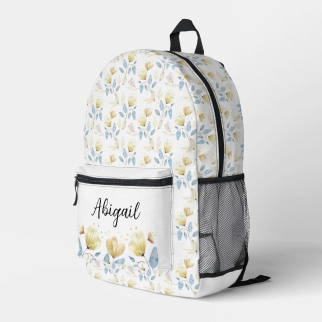 Mochila Impresa Moda de país lindo acuarela floral personalizada (Esquina derecha trasera )