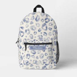 Mochila Impresa Moda Elegante Dusty Blue Ivory Leopard Imprimir Gu