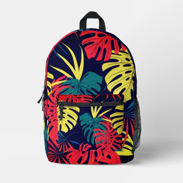 Mochila Impresa Moda Elegante y Moderna Hojas Botánicas de Terraco (Anverso)