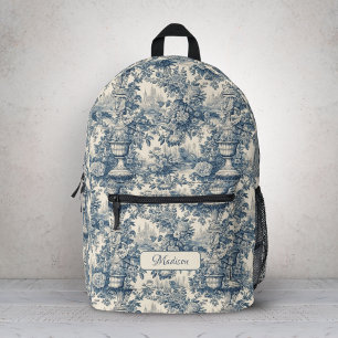 Mochila Impresa Moda floral vintage Blue toile de jouy monogram Do