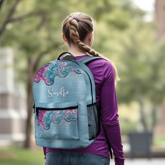 Mochila Impresa Moda polvoriento azul violeta goteo monograma (Subido por el creador)
