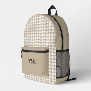 Mochila Impresa Moda Preppy Houndstoth Beige White INITIALS