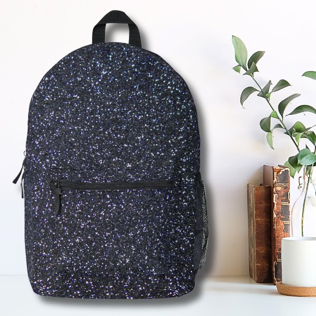 Mochila Impresa Moda Purpurina negro (Stylish Glam Fashion Faux Black Glitter Pattern Printed Backpack)