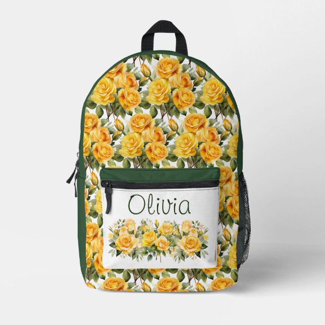 Mochila Impresa Moda Rosas Amarillas (Anverso)