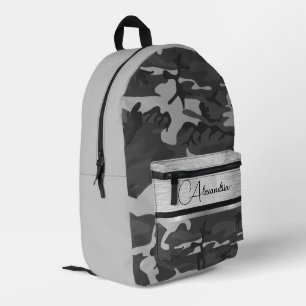 Mochila Impresa Moda Shimmery Black Silver Camo Personalizada