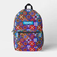Moda talavera mexicana azulejos púrpura azul monog