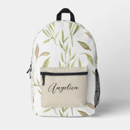 MOCHILA IMPRESA MODA VERDE DEJA EL NOMBRE PERSONALIZADO DE PATRÓN 