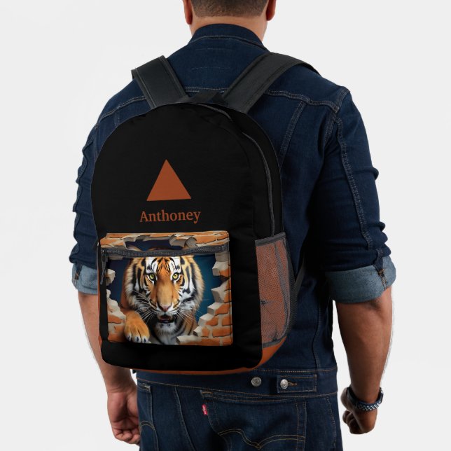 Mochila Impresa Modern 3D Tiger Customizable Name  (Insitu (Modelo))
