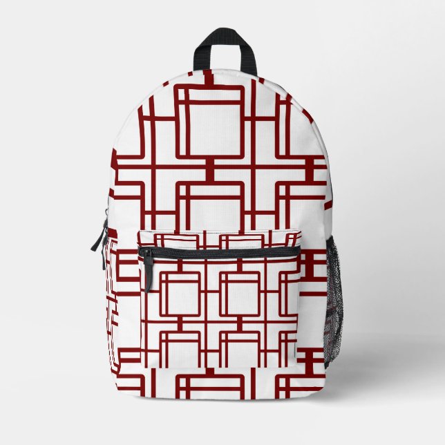 Mochila Impresa Modern Art Inspired Geometric White Backpack  (Anverso)
