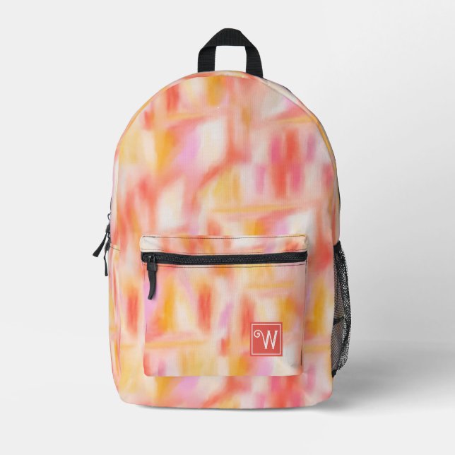 Mochila Impresa Modern Cute Light Pink Yellow Tie Dye Pattern (Anverso)
