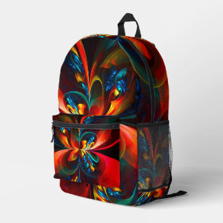 Mochila Impresa Modern Floral Resumen Art Naranja Patrón Azul #14