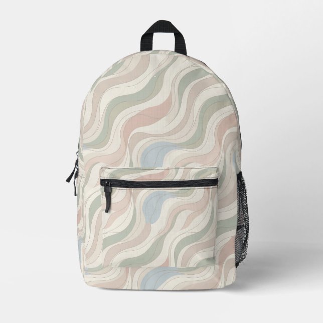 Mochila Impresa Modern Pastel Abstract Waves Backpack (Anverso)