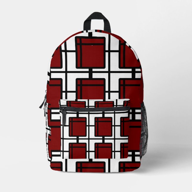 Mochila Impresa Modern Red Geometric Art Backpack | Top-Selling  (Anverso)