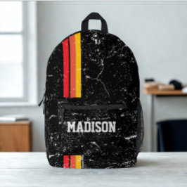 Mochila Impresa Modern Rustic Custom Name | Red Orange Yellow Line
