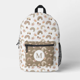 Mochila Impresa Modern White &pink Butterflies Rainbow Monogram
