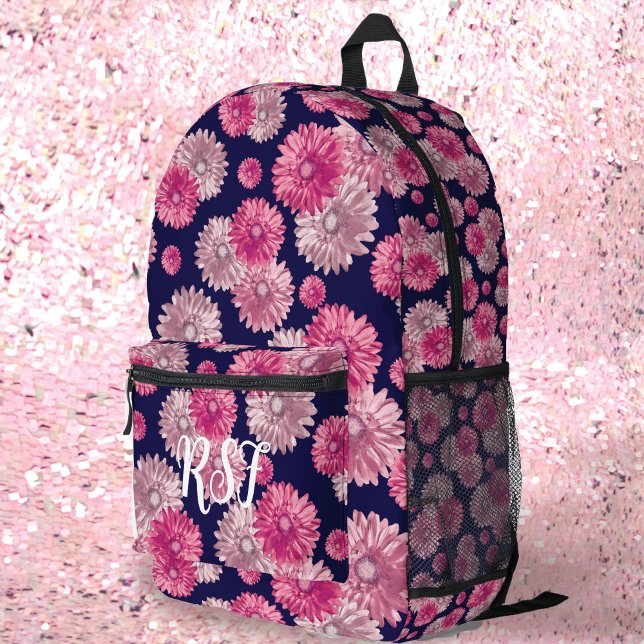 Mochila Impresa Moderna floral rosa y azul marino Girly (Subido por el creador)