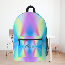 Mochila Impresa Moderno arcoiris iridiscente de color pastel