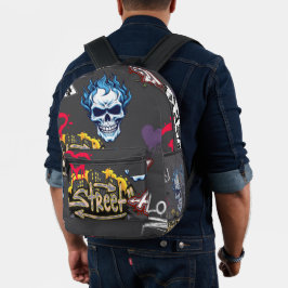 Mochila Impresa Moderno arte callejero de moda gótico espumoso gri