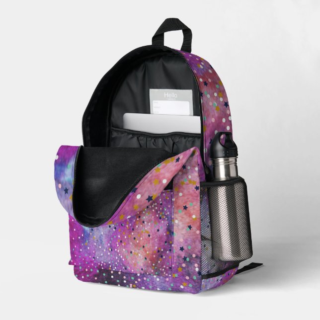 Mochila Impresa Moderno degradado azul cosmos espacio chicas de ga (Esquina trasera derecha (abierta))
