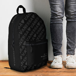 Mochila Impresa Moderno Femenino Adolescente Elegante Gris Oscuro
