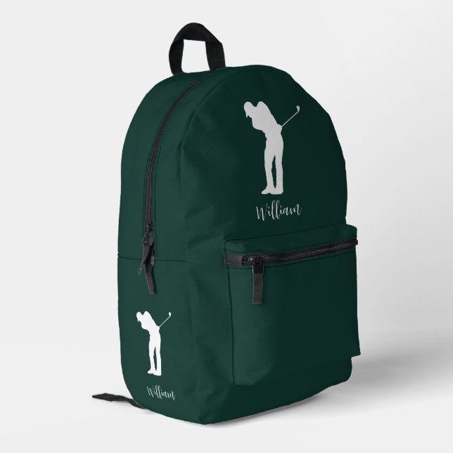 Mochila Impresa Moderno guión de silicona Golfer Monograma Verde (Esquina izquierda trasera)