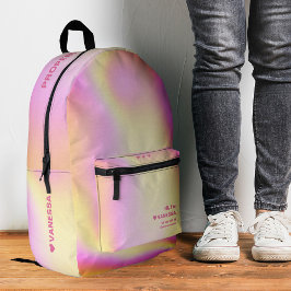 Mochila Impresa Moderno Holográfico Púrpura Rosa Amarillo Estilo