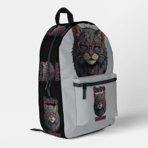 Mochila Impresa Moderno Ilustracion Retro Wild GrayCat