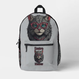 Mochila Impresa Moderno Ilustracion Retro Wild GrayCat