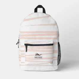 Mochila Impresa Moderno Monograma Rubor Líneas rosas Resumen Arte