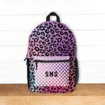 Mochila Impresa Moderno Patrón de moda rosado Moda Iniciales de mo<br><div class="desc">Este divertido diseño de mochilas para niños presenta tonos rosas,  violetas,  negros y blancos con una mezcla de leopardo y patrones de cheque. Su propio monograma está en la parte delantera. Es un diseño moderno y divertido para todas las edades - niños,  adolescentes,  incluso adultos!</div>