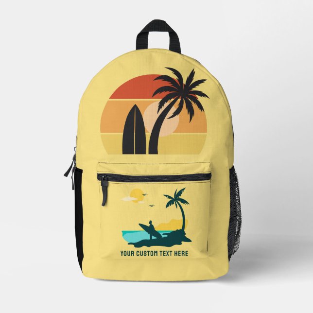 Mochila Impresa Moderno Personalizado Texto Verano Surfista Tropic (Anverso)