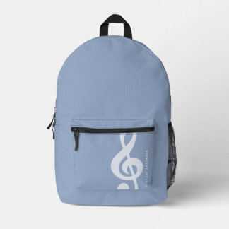 Mochila Impresa Moderno Preppy Pastel Blue Music Art Monograma Nom