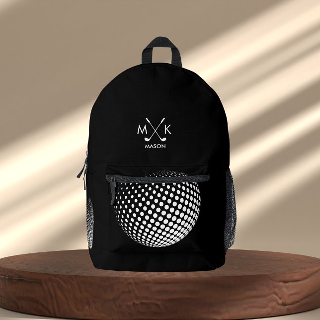 Mochila Impresa Moderno Y Elegante Monograma De Pelota De Golf Neg (Subido por el creador)