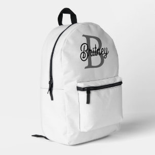 Mochila Impresa Moderno y elegante nombre de monograma guión gris