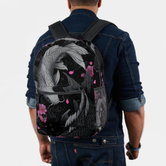 Mochila Impresa Modo oscuro de peces Koi japoneses