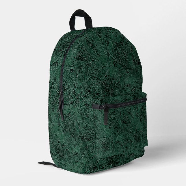 Mochila Impresa Moire de seda pequeño patrón en verde forestal (Esquina izquierda trasera)