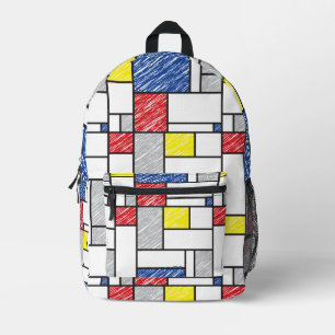 Mochila Impresa Mondrian Scribbles Minimalista De Stijl Arte Moder