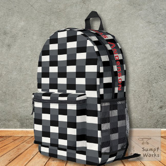Mochila Impresa Monochrome Pattern of Gray, Grey, Black and White