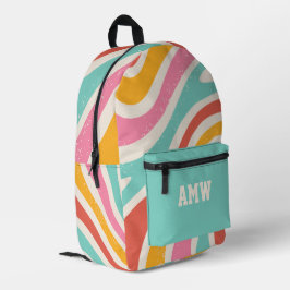 Mochila Impresa  Monogram Colorful Retro Wavy Stripes
