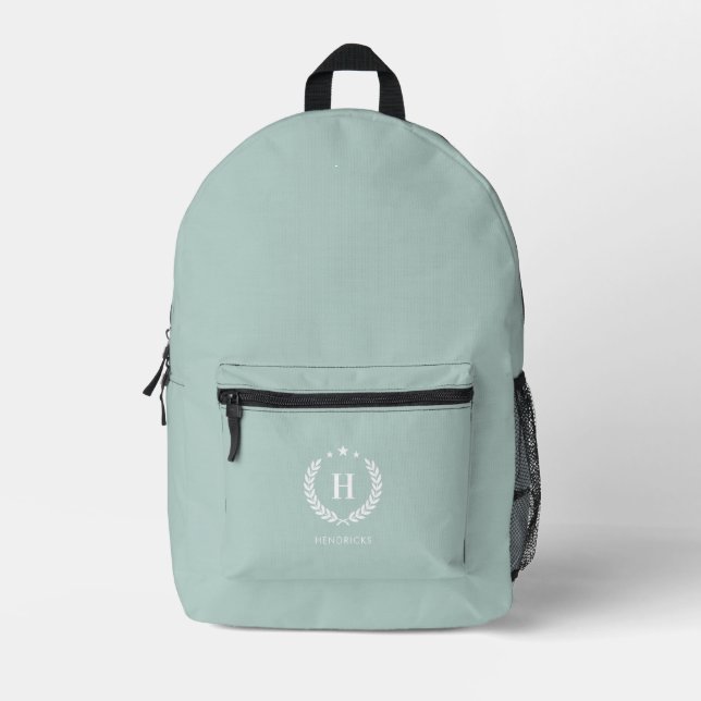 Mochila Impresa Monogram Duck Egg Green Stylish Modern Minimalist (Anverso)