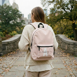 Mochila Impresa Monogram Name Script Blush Pink