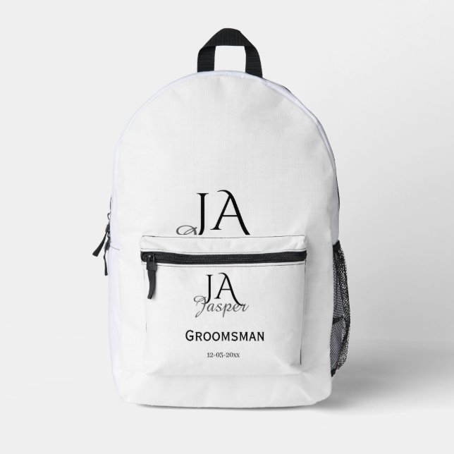 Mochila Impresa Monogram personalized groomsman best man name date (Anverso)
