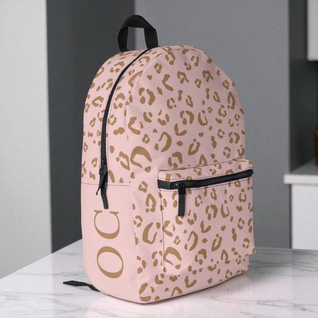 Mochila Impresa Monogram Pink Leopard Pattern Cute Girly Girls (Monogram Pink Leopard Pattern Cute Girly Girls Printed Backpack)