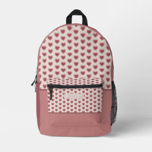 Mochila Impresa Monogram Retro Hearts Pink Burgundy