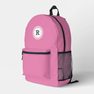 Mochila Impresa Monograma audaz en el círculo blanco sobre rosa