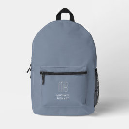 Mochila Impresa Monograma Azul Elegante