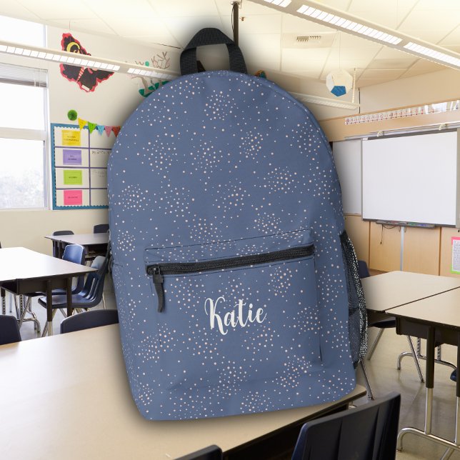 Mochila Impresa Monograma azul y rosado lindo Nombre monogramado (Subido por el creador)